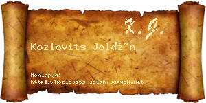 Kozlovits Jolán névjegykártya